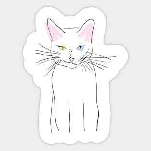 White Cat Sticker